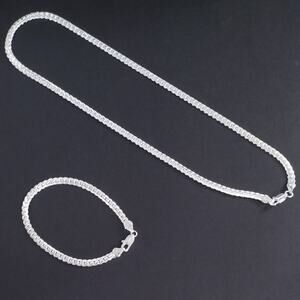 925 Sterling Silver Necklace Bracelet Set Cuban Snake Chain Christmas Gift NEW!